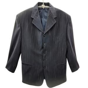 Vicci Uomo Italian Black Stripe 5 Button Single Breasted Blazer Suit Jacket‎